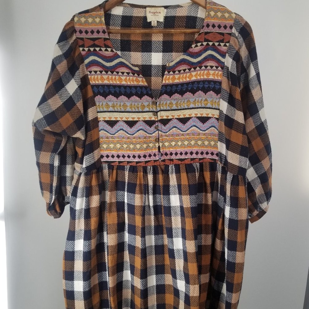 🌵 Hayden Los Angeles Plaid Tribal Dress 1XL - Picture 1 of 8